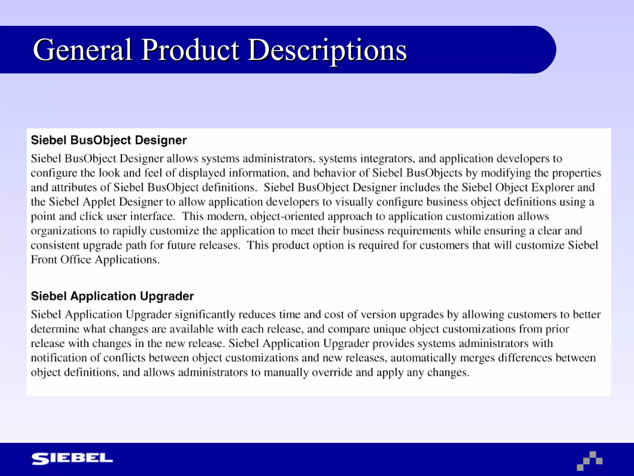 General Product Descriptions 