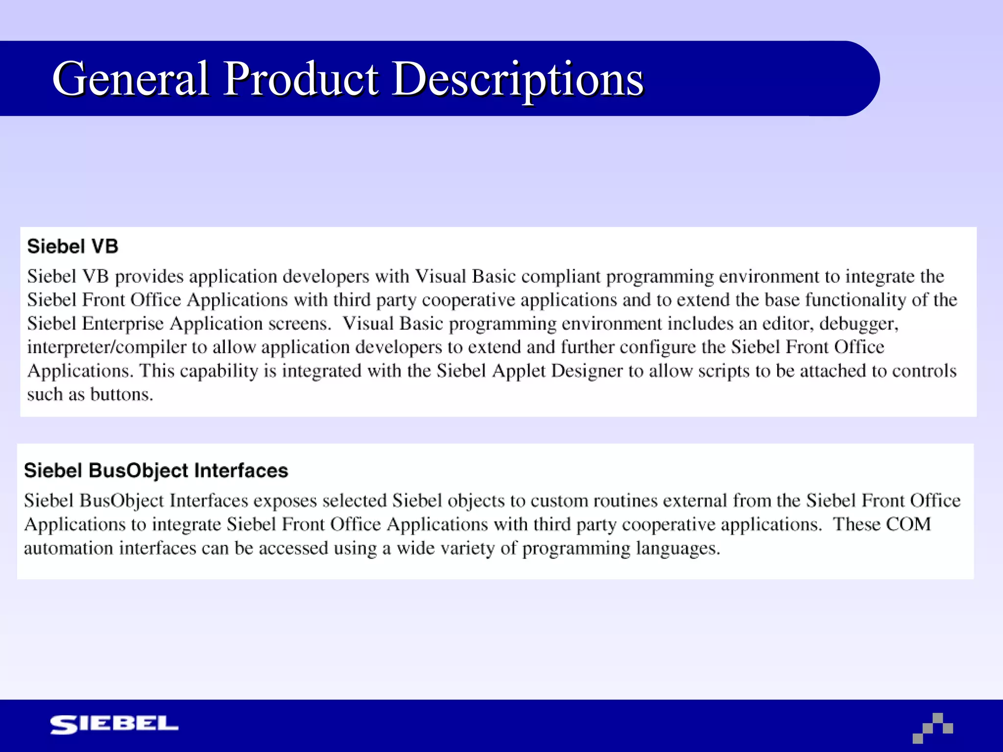 General Product Descriptions 