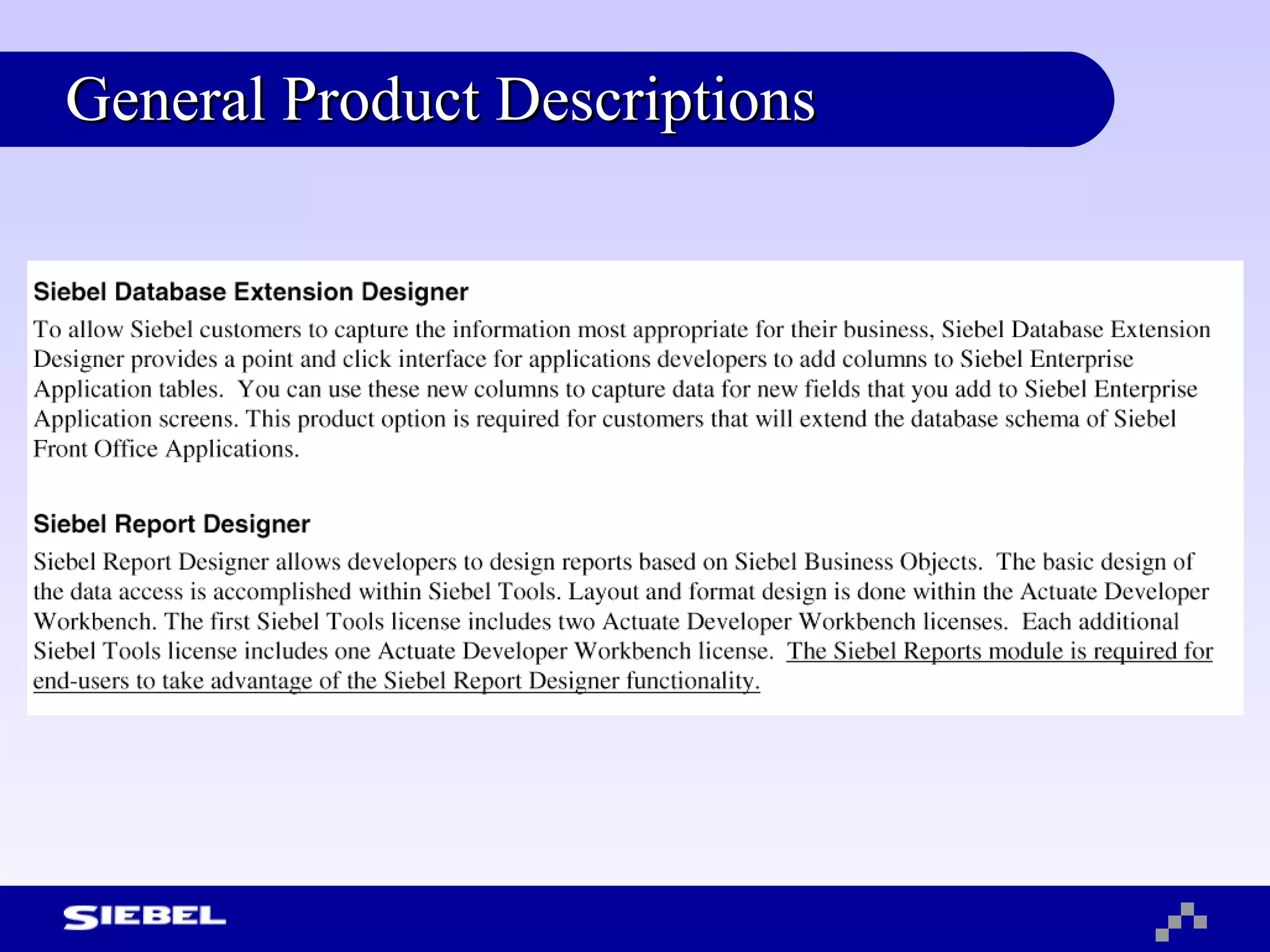 General Product Descriptions 