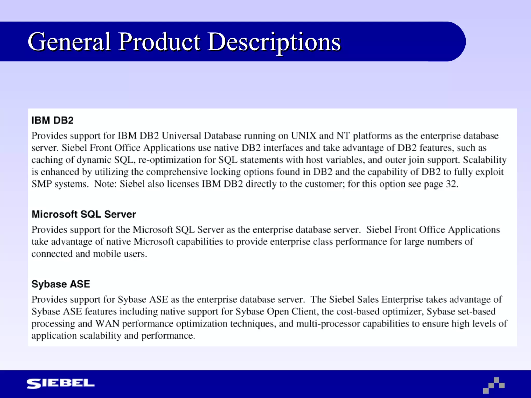 General Product Descriptions 