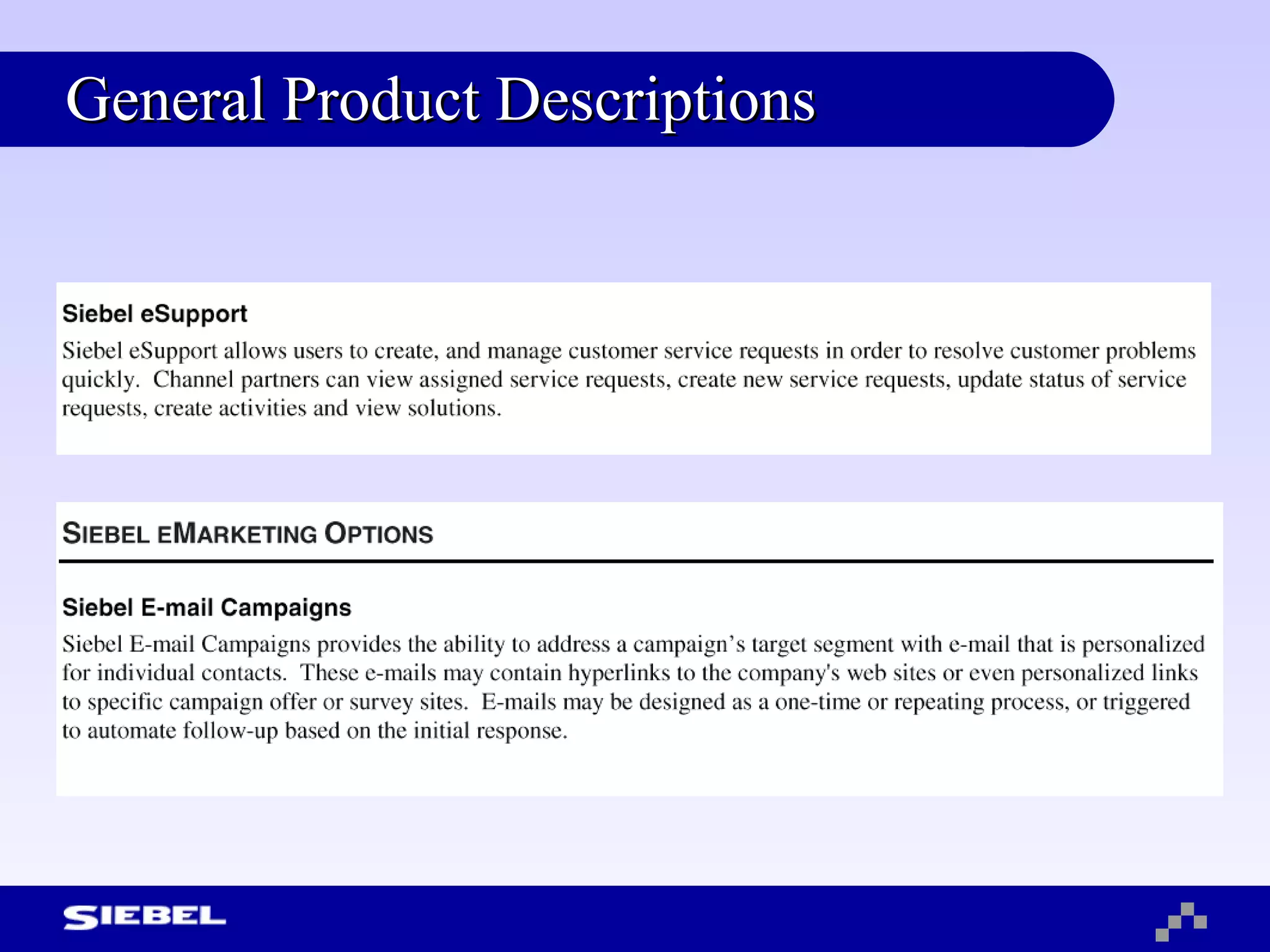 General Product Descriptions 