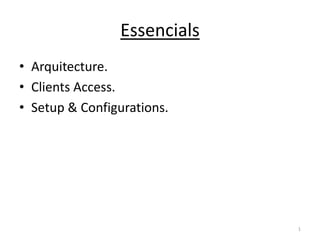 Essencials Arquitecture. Clients Access. Setup & Configurations. 1 