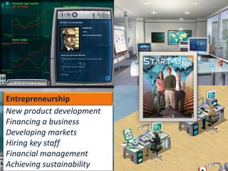 EntrepreneurshipNew product developmentFinancing a businessDeveloping marketsHiring key staffFinancial managementAchieving sustainability