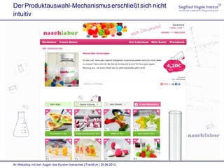 Der Produktauswahl-Mechanismus erschließt sich nicht
intuitiv
Ihr Webshop mit den Augen des Kunden betrachtet | Frankfurt | 25.08.2013
 