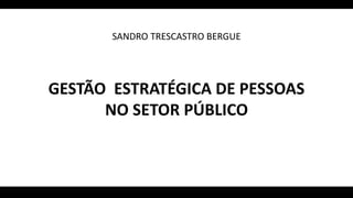 SANDRO TRESCASTRO BERGUE
GESTÃO ESTRATÉGICA DE PESSOAS
NO SETOR PÚBLICO
 