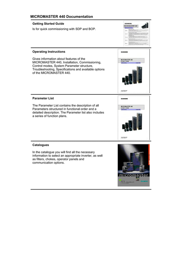 Siemens micromaster440manual