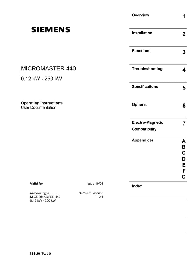 Siemens micromaster440manual