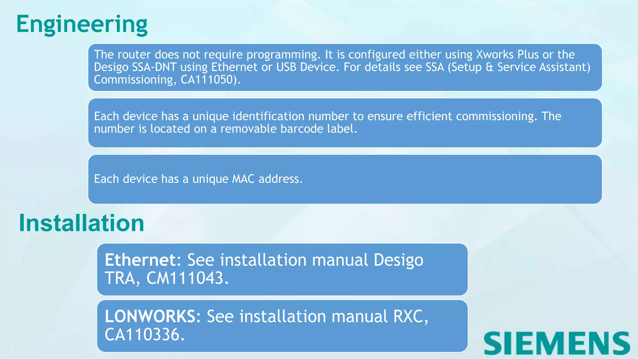 SIEMENS PXG3.L BACnet/IP Router | PPTX
