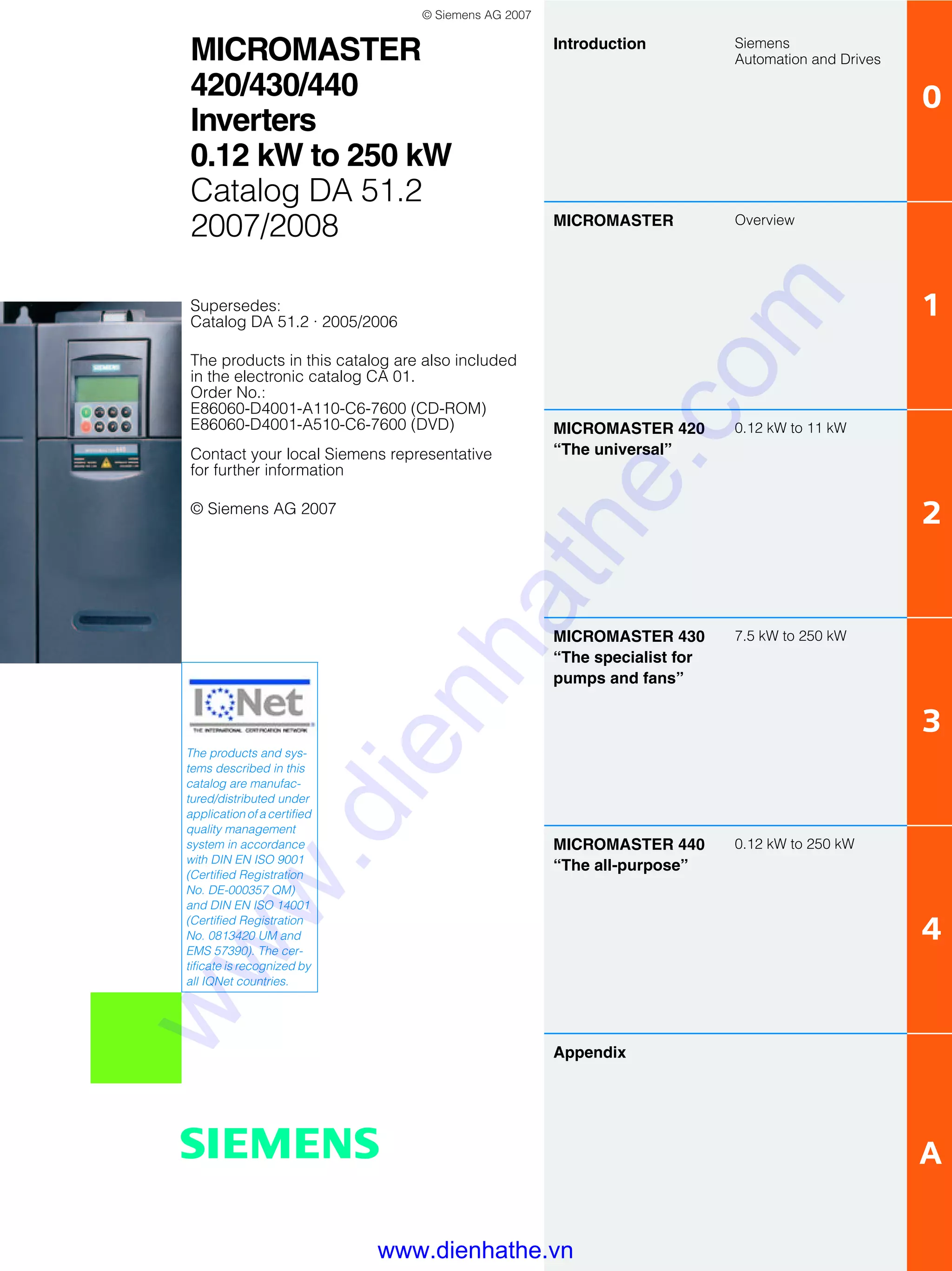 Siemens catalog tong hop siemens micromaster drive PDF
