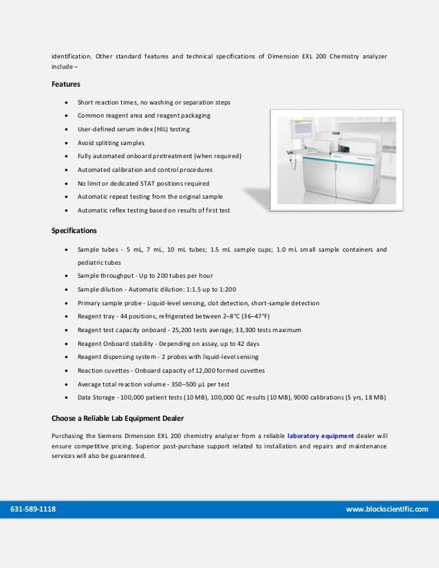 Siemens Dimension Exl 200 Get Quality Results In Quick Turnaround T