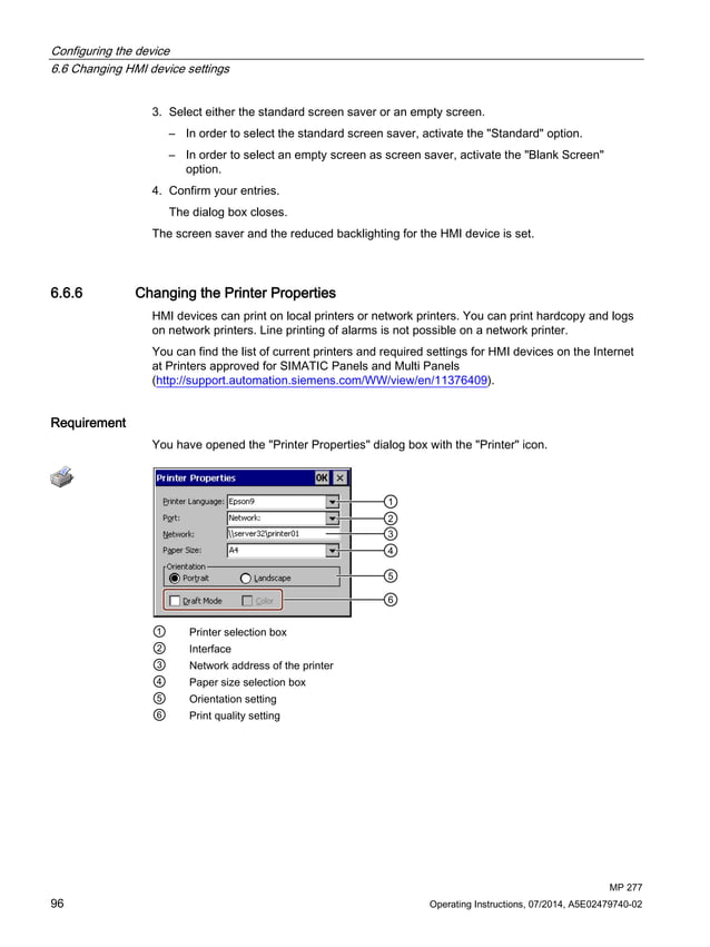 Siemens hmi mp 277 operating instructions