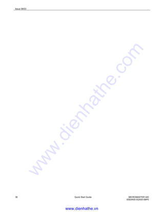 Issue 08/03
36 Quick Start Guide MICROMASTER 440
6SE6400-5GA00-0BP0
www.dienhathe.vn
www.dienhathe.com
 