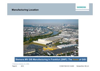2014
© Siemens Industry, Inc. 2016.
Page 45 IC1000-F320-A121-X-4A00 Murtaza Khan MS U.S.
Manufacturing Location
Siemens MV GIS Manufacturing in Frankfurt (SWF): The Home of GIS!
 
