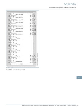 [td_io240x, 3, en_US]
Figure 6.2/22 Connection Diagram IO240
Appendix
Connection Diagrams – Modular Devices
SIPROTEC 5 Device Series ⋅ Protection, Control, Automation, Monitoring, and Power Quality – Basic ⋅ Catalog – Edition 7 425
6.2
 