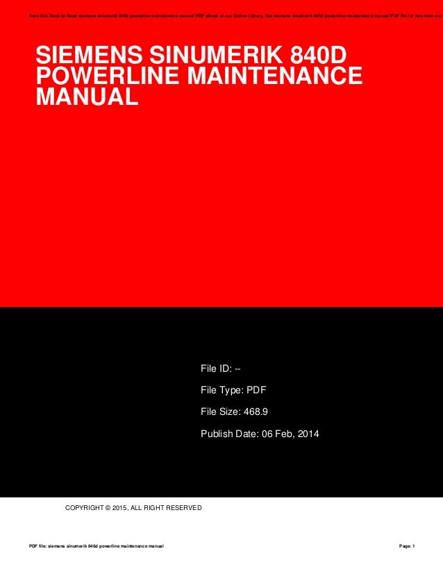Siemens Sinumerik 840d Powerline Maintenance Manual