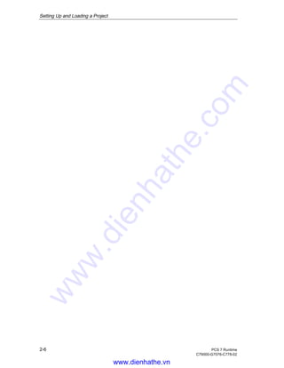 Setting Up and Loading a Project
2-6 PCS 7 Runtime
C79000-G7076-C778-02
www.dienhathe.vn
www.dienhathe.com
 