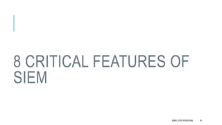 8 CRITICAL FEATURES OF
SIEM
16EMPLOYEE-PERSONAL
 