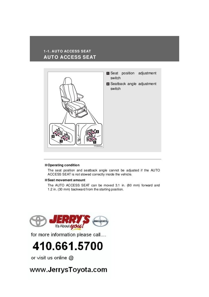 toyota sienna access seat