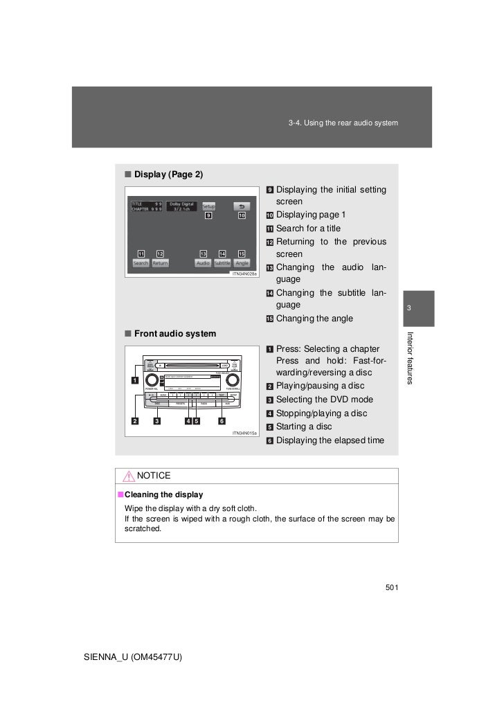 2012 Toyota Sienna Rear Entertainment System