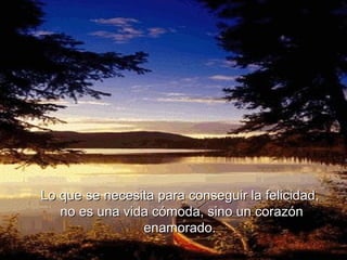 Lo que se necesita para conseguir la felicidad,  no es una vida cómoda, sino un corazón enamorado.   