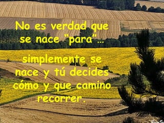 No es verdad que se nace “para”… simplemente se nace y tú decides cómo y que camino recorrer. 