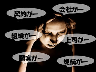 契約がー
会社がー
組織がー
上司がー
顧客がー
規模がー
 