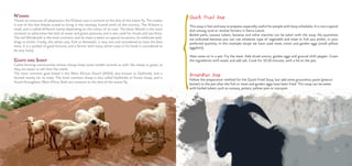 Quick Fried Soup
This soup is fast and easy to prepare, especially useful for people with busy schedules. It is not a typical
dish among rural or remote farmers in Sierra Leone.
Boiled yams, cassava tubers, bananas and other starches can be eaten with the soup. No quantities
are indicated because you can use whatever type of vegetable and meat or fish you prefer, in your
preferred quantity. In this example recipe we have used meat, onion and garden eggs (small yellow
eggplant).
Heat some oil in a pot. Fry the meat. Add sliced onions, garden eggs and ground chilli pepper. Cover
the ingredients with water and add salt. Cook for 10-20 minutes, with a lid on the pot.
Groundnut Soup
Follow the preparation method for the Quick Fried Soup, but add some groundnut paste (peanut
butter) to the pot after the fish or meat and garden eggs have been fried. This soup can be eaten
with boiled tubers such as cassava, potato, yellow yam or cocoyam.
N’DAMA
Thanks to centuries of adaptation, the N’dama cow is immune to the bite of the tsetse fly. This makes
it one of the few breeds suited to living in the swampy, humid north of the country. The N’dama is
small, and is called different names depending on the colour of its coat. The black Waneh is the most
resistant to adversities like lack of water and green pastures, and is also used for rituals and sacrifices.
The red Wordeweh is the most common, and its meat is eaten on special occasions, to celebrate wed-
dings or births. Finally, the white cow, Pulli or Reneweh, is very rare and considered to have the best
meat. It is a symbol of good fortune, and a farmer with many white cows in his herds is considered to
be very lucky.
GOATS AND SHEEP
Cattle-farming communities almost always keep some smaller animals as well, like sheep or goats, as
they are easier to sell than the cattle.
The most common goat breed is the West African Dwarf (WAD), also known as Djallonké, and is
farmed mostly for its meat. The most common sheep is also called Djallonké, or forest sheep, and is
found throughout West Africa. Both are resistant to the bite of the tsetse fly.
 