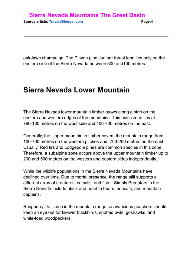 Interesting Facts About Sierra Nevada Mountains