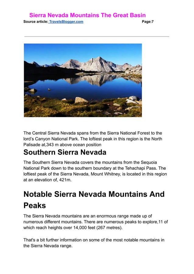 Interesting Facts About Sierra Nevada Mountains
