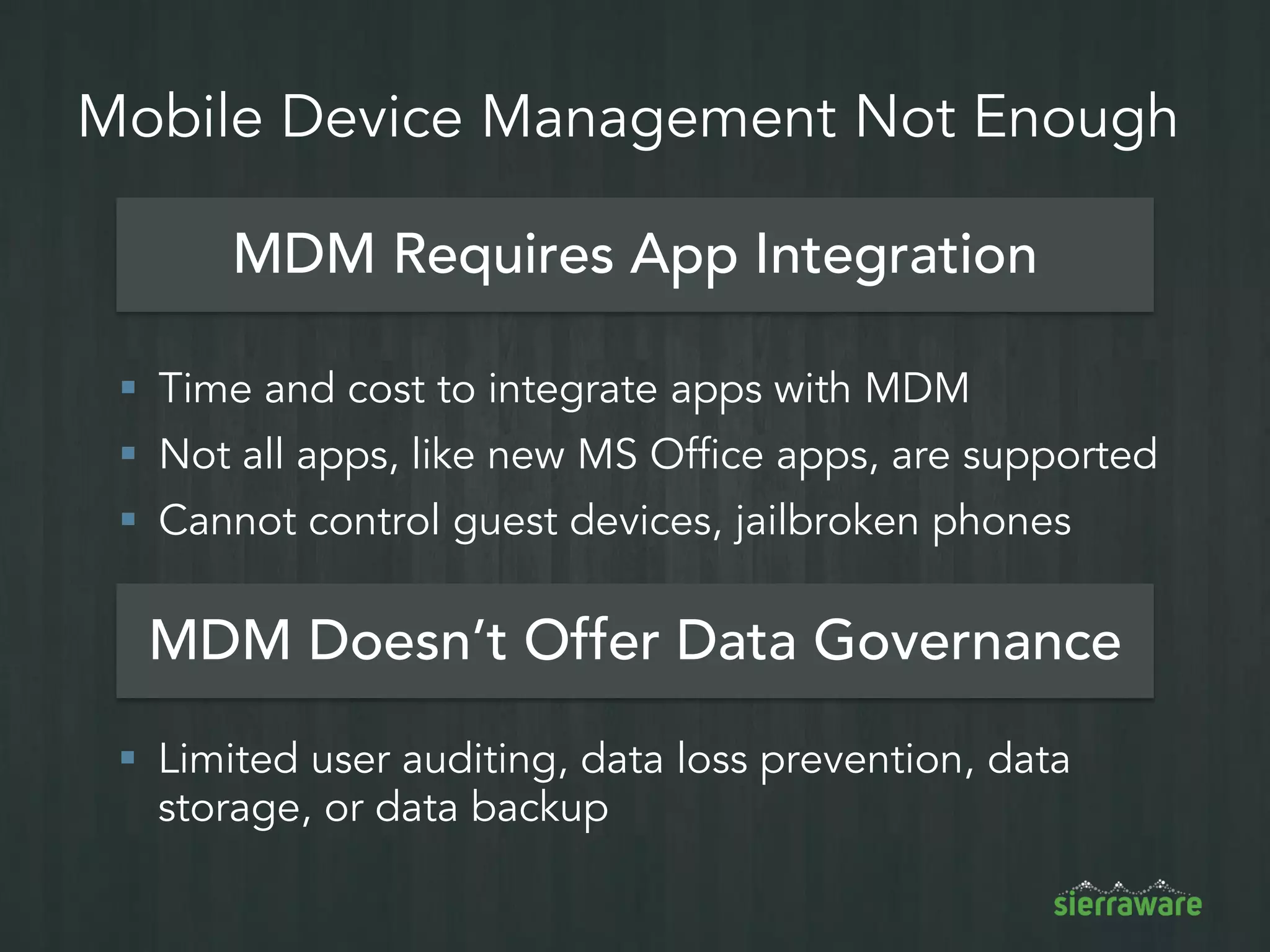 Authentication
Server
Architecture #2: Android LXC Container
VMI Security
Gateway Clients
Benefits
 Each user can install their own apps
 Android equivalent to desktop
virtualization
Considerations
 Low density
LXC
Android
Work Space1
Android
Work Space n
 