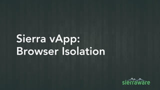 Sierra vApp:
Browser Isolation
 