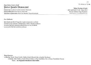 Şifa-i Şerif Dersi, 13 Aralık 2015