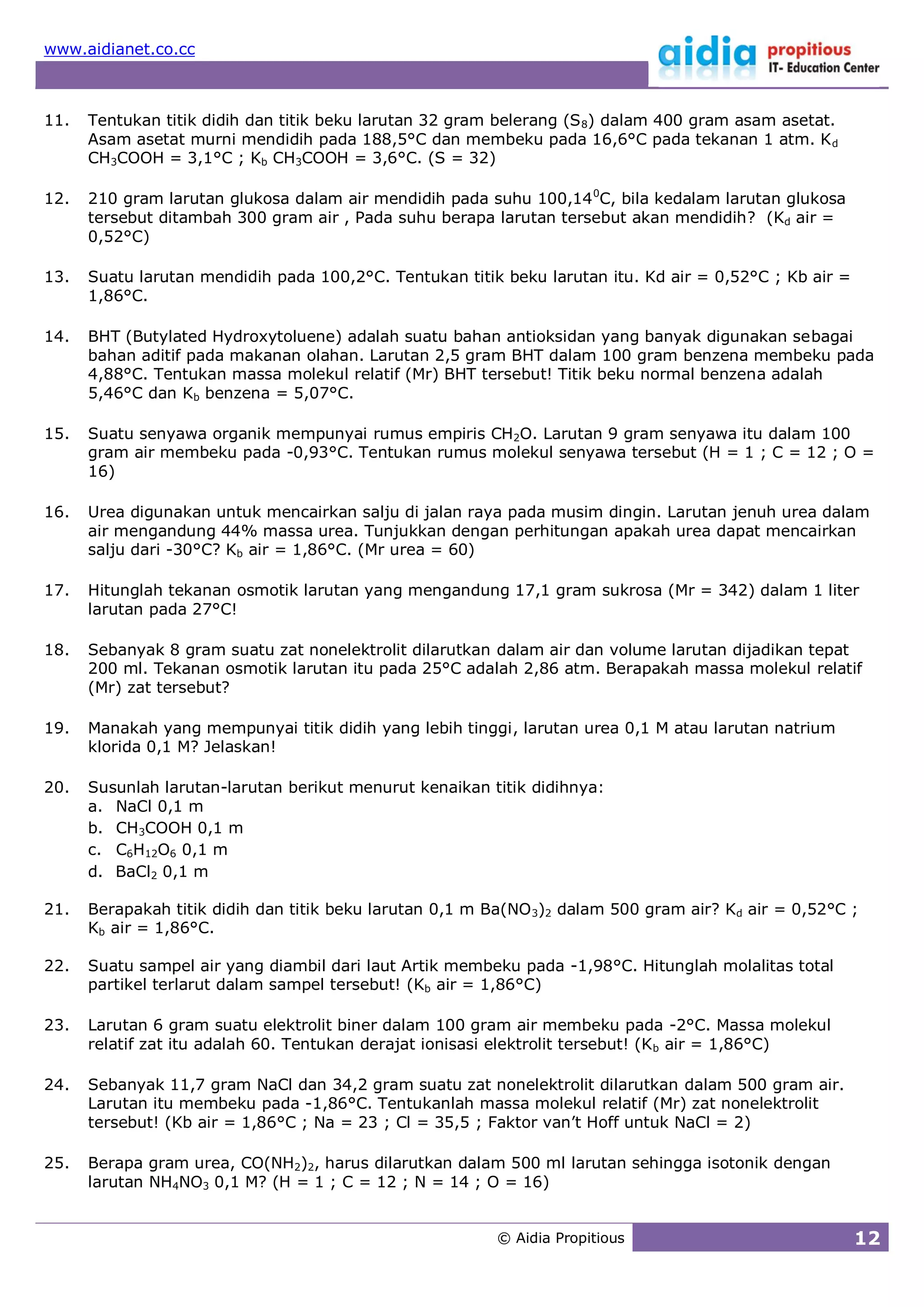 Sifat Koligatif Larutan | PDF