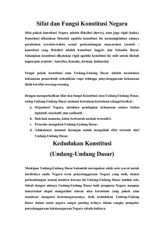 Sifat Dan Fungsi Konstitusi Negara Sifat Dan Fungsi Konstitusi Negara