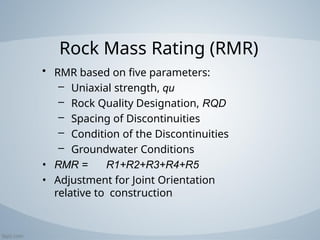 Orientation Rmr sifat keteknikan batuan dalam geologu rekayasa | PPTX