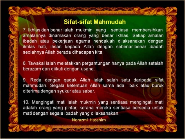 Sifat Mahmudah Dan Sifat Mazmumah
