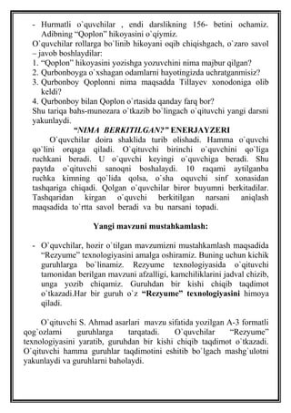 Dars ishlanma: Said Ahmadning 