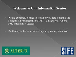 SIFE Info Session Powerpoint | PPTX