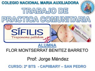 ALUMNA
FLOR MONTSERRAT BENITEZ BARRETO
CURSO: 2º BTS - CAPIIBARY – SAN PEDRO
Prof: Jorge Méndez
 