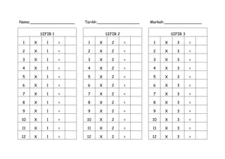 Latihan Pra No Sifir 1 2 3 Tahun 1