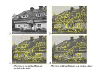 After remove low contrast features After removing linear features (e.g. window edges)
e.g. in the sky region
 
