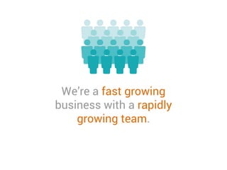We’re a fast growing
business with a rapidly
growing team.
 