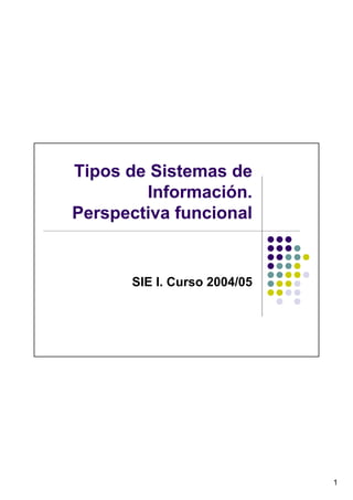 Tipos de Sistemas de
        Información.
Perspectiva funcional


      SIE I. Curso 2004/05




                             1
 