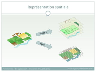 Formation SIG – Bio-agresseurs 4 – 8 novembre 2013, CSE, Dakar Pascal Degenne, CIRAD /UMR TETIS
83
Représentation spatiale
 