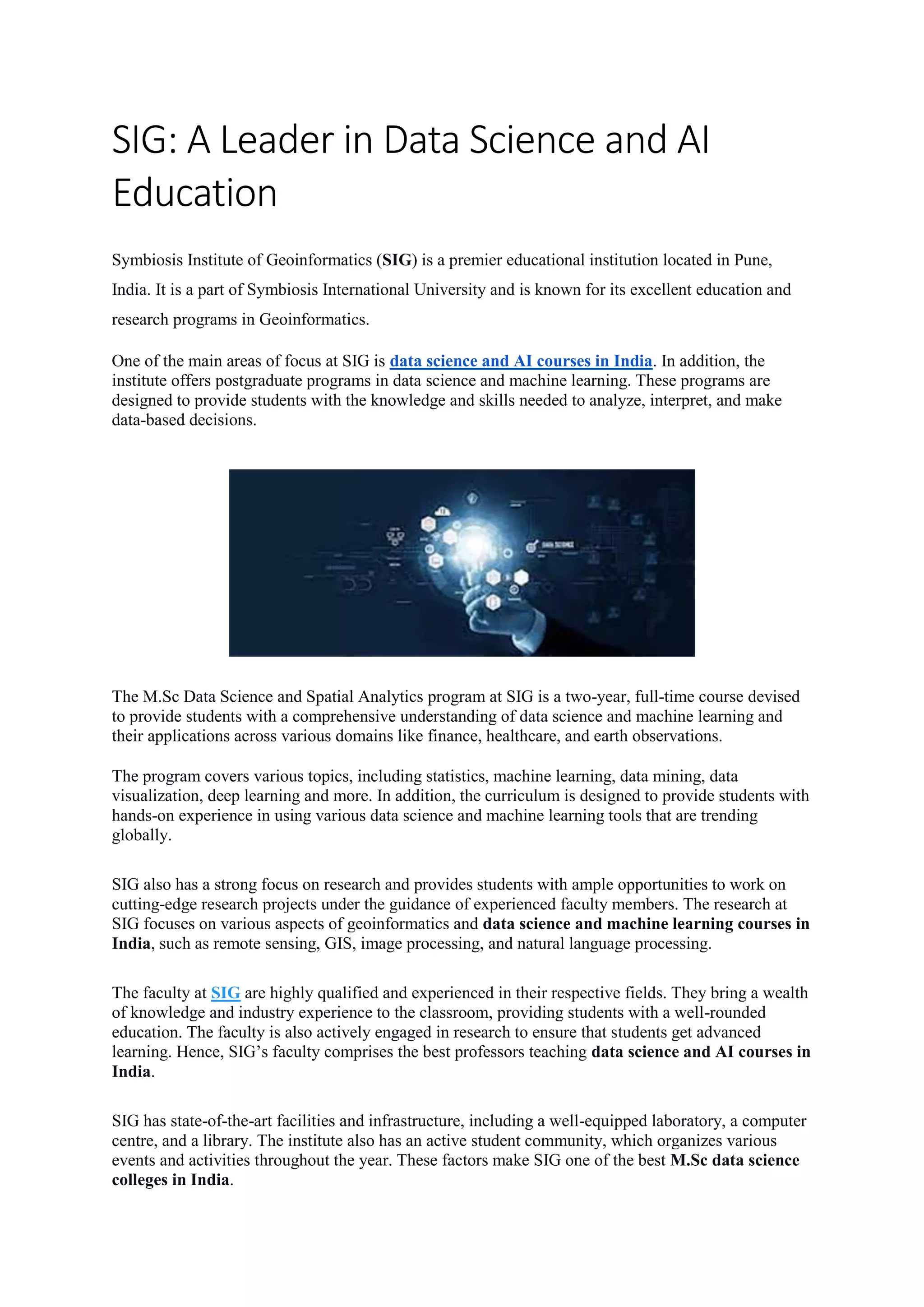 SIG A Leader In Data Science And AI Education PDF best-ai-courses-in-india-2024-colleges-fees-jobs-idc
