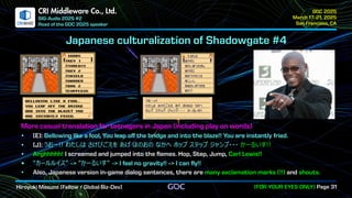 .
CRI Middleware Co., Ltd.
うおー!! わたしは さけびごえを あげ ほのおの なかへ ホップ ステップ ジャンプ・・・ かーるいす!!
• “カールルイス” ”かーるいす”
 