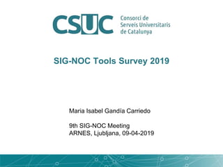 SIG-NOC Tools Survey 2019
Maria Isabel Gandía Carriedo
9th SIG-NOC Meeting
ARNES, Ljubljana, 09-04-2019
 