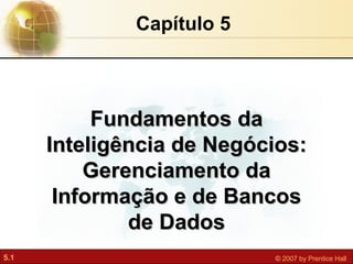 Capítulo 5 Fundamentos da Inteligência de Negócios: Gerenciamento da Informação e de Bancos de Dados 