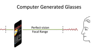 Computer Generated Glasses


     Perfect vision
     Focal Range
 