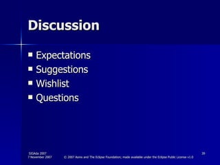 Discussion Expectations Suggestions  Wishlist Questions 